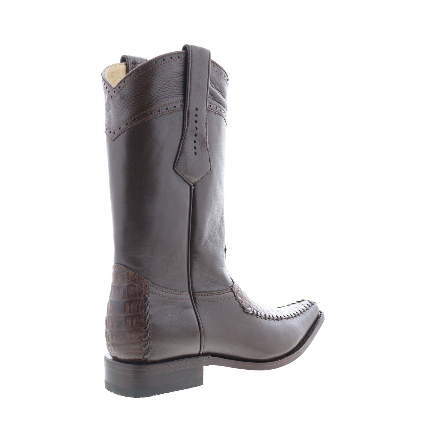 Los Altos European Square Toe Caiman Belly Mens Brown Wide Cowboy Western Boots