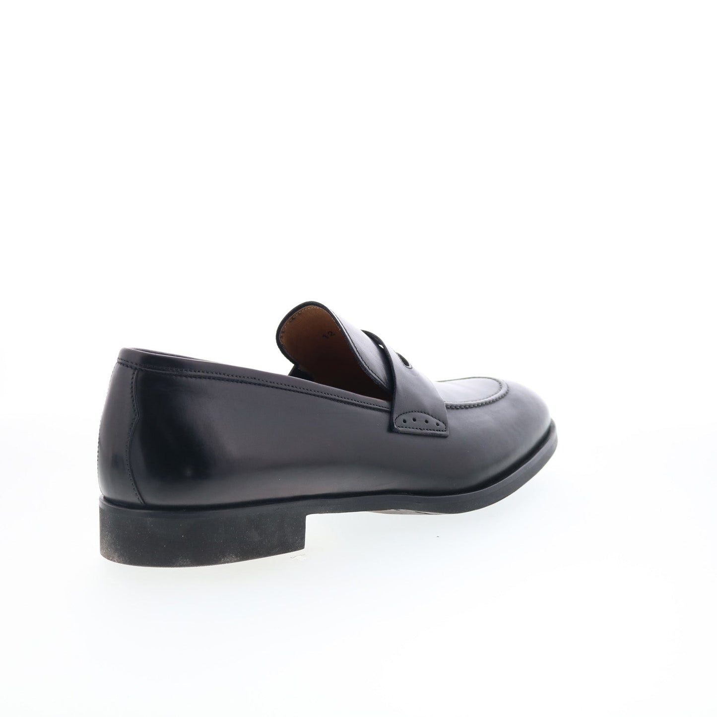 Di Bianco SC524 Mens Black Leather Slip On Loafers & Slip Ons Penny Shoes