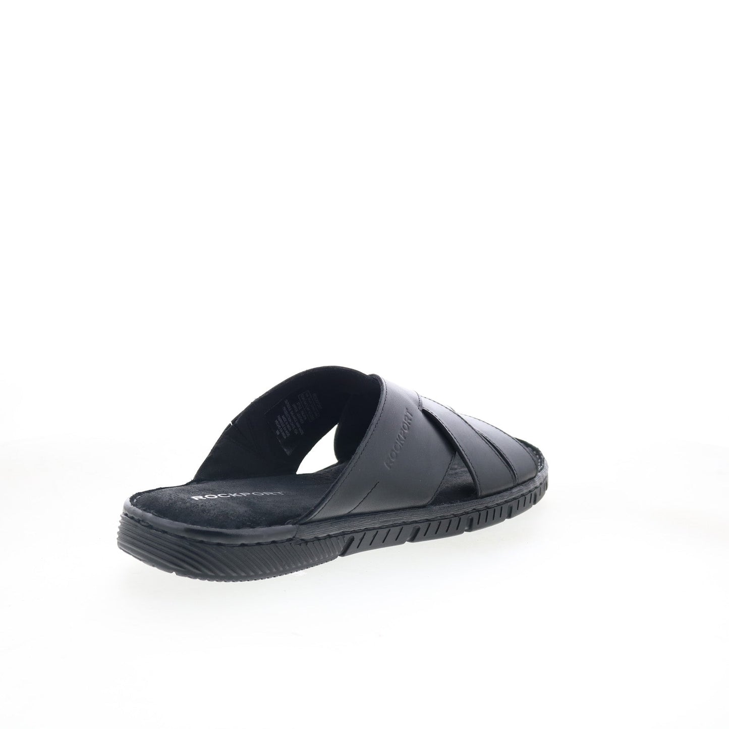 Rockport Jaya RMJAYA Mens Black Leather Slip On Slides Sandals Shoes