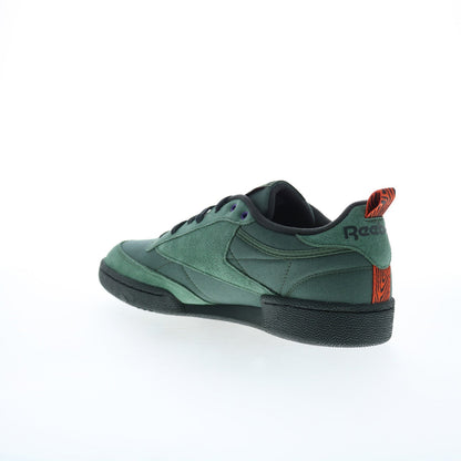 Reebok Club C 85 Mens Green Suede Lace Up Lifestyle Sneakers Shoes