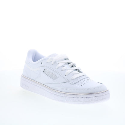 Reebok Club C 85 Womens White Leather Lace Up Lifestyle Sneakers Shoes