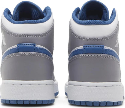 Nike Grade School Womens Air Jordan 1 Mid Sneakers - 'Cement True Blue'
