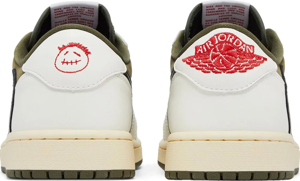Nike Mens Travis Scott x Air Jordan 1 Retro Low OG SP Sneakers - 'Reverse Olive / Medium Olive'