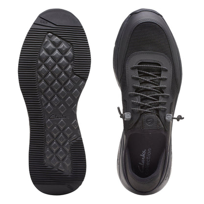 Clarks Davis Low 26165333 Mens Black Leather Lace Up Athletic Running Shoes