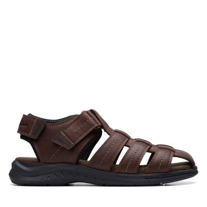 Clarks Walkford Fish 26171794 Mens Brown Leather Strap Sport Sandals Shoes