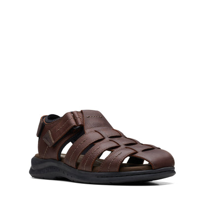 Clarks Walkford Fish 26171794 Mens Brown Leather Strap Sport Sandals Shoes