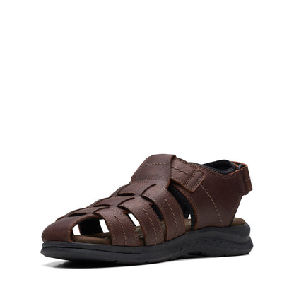 Clarks Walkford Fish 26171794 Mens Brown Leather Strap Sport Sandals Shoes