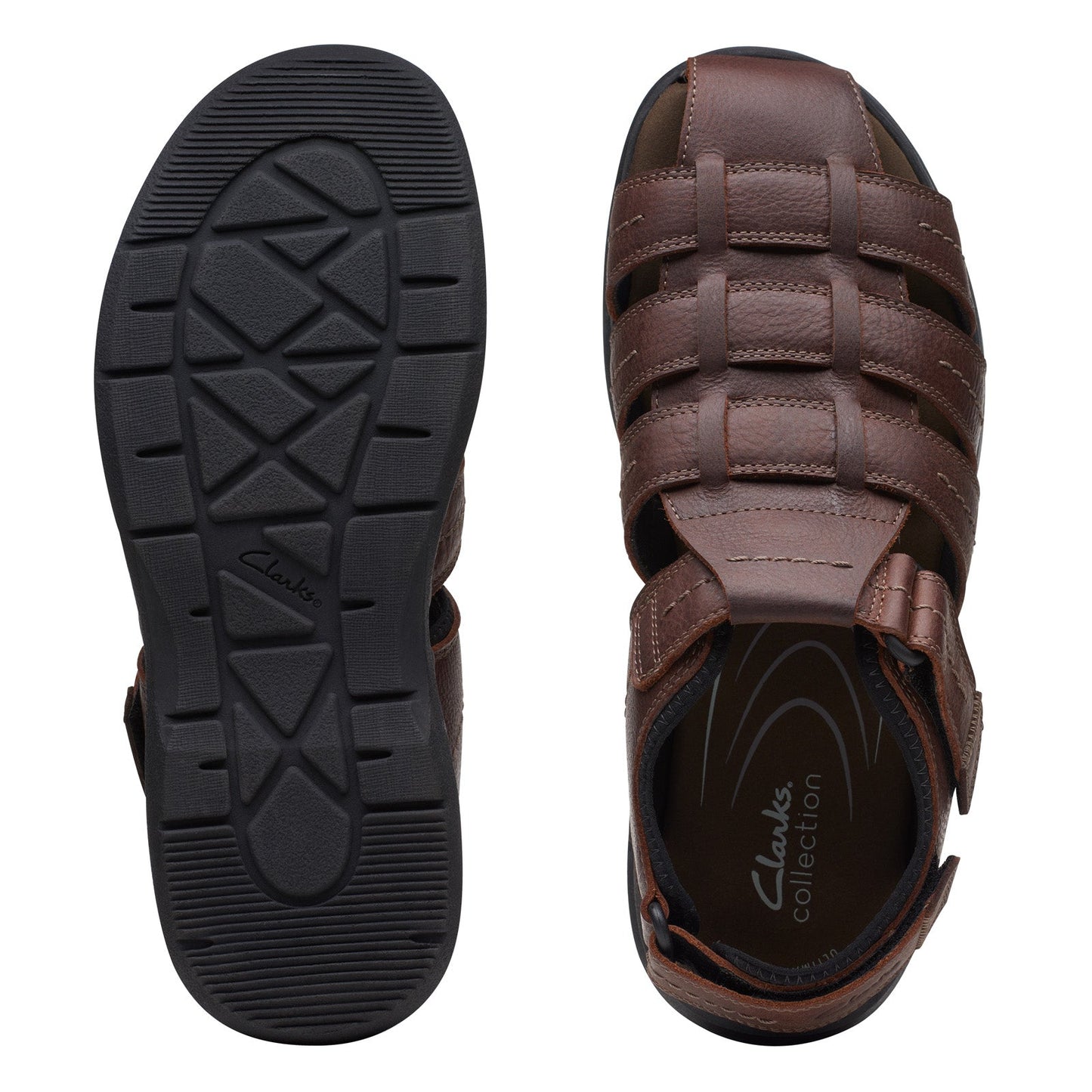 Clarks Walkford Fish 26171794 Mens Brown Leather Strap Sport Sandals Shoes