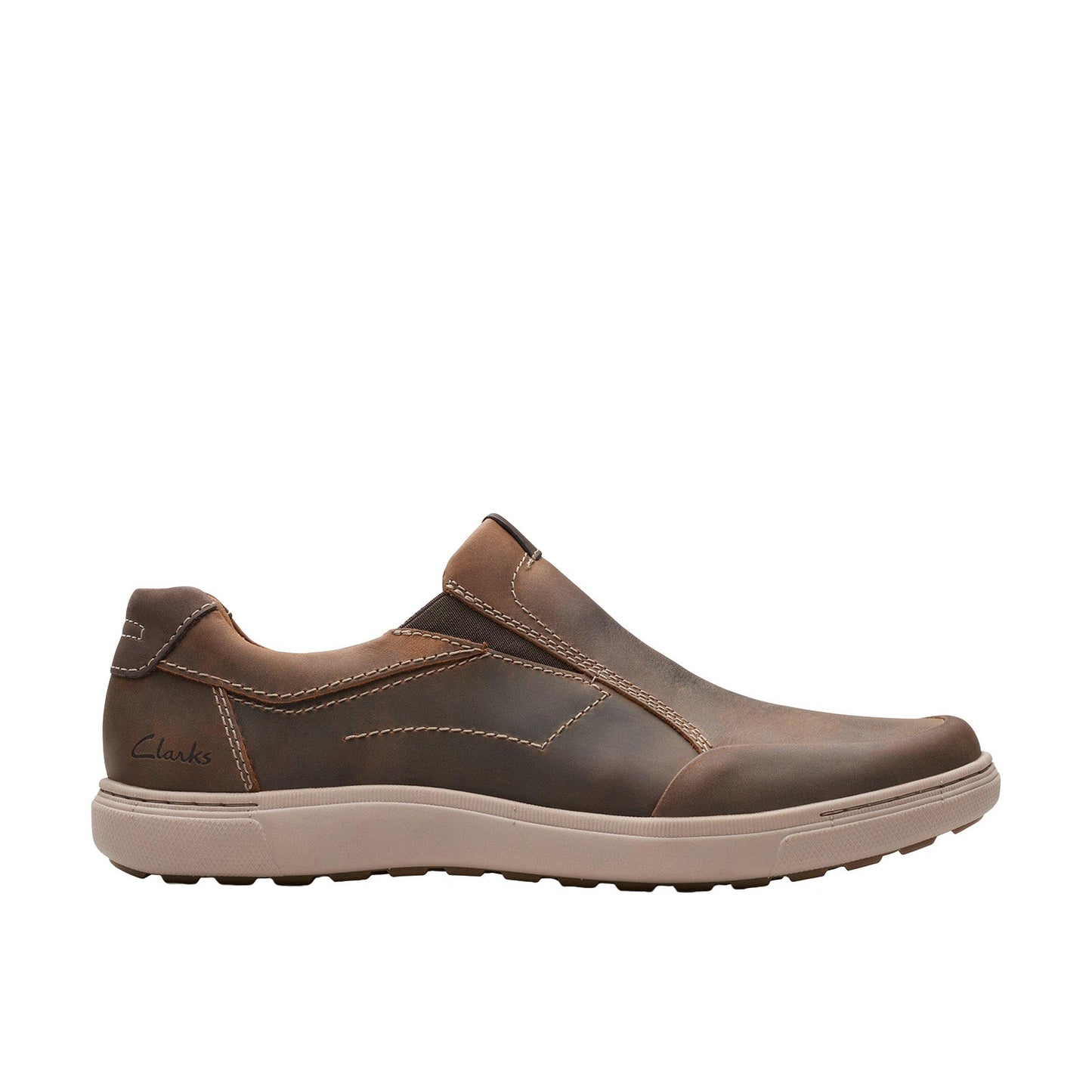 Clarks Mapstone Step Mens Brown Wide Loafers & Slip Ons Casual Shoes