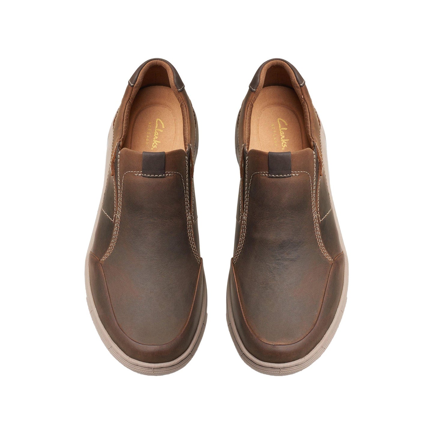 Clarks Mapstone Step Mens Brown Wide Loafers & Slip Ons Casual Shoes