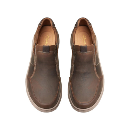 Clarks Mapstone Step Mens Brown Wide Loafers & Slip Ons Casual Shoes