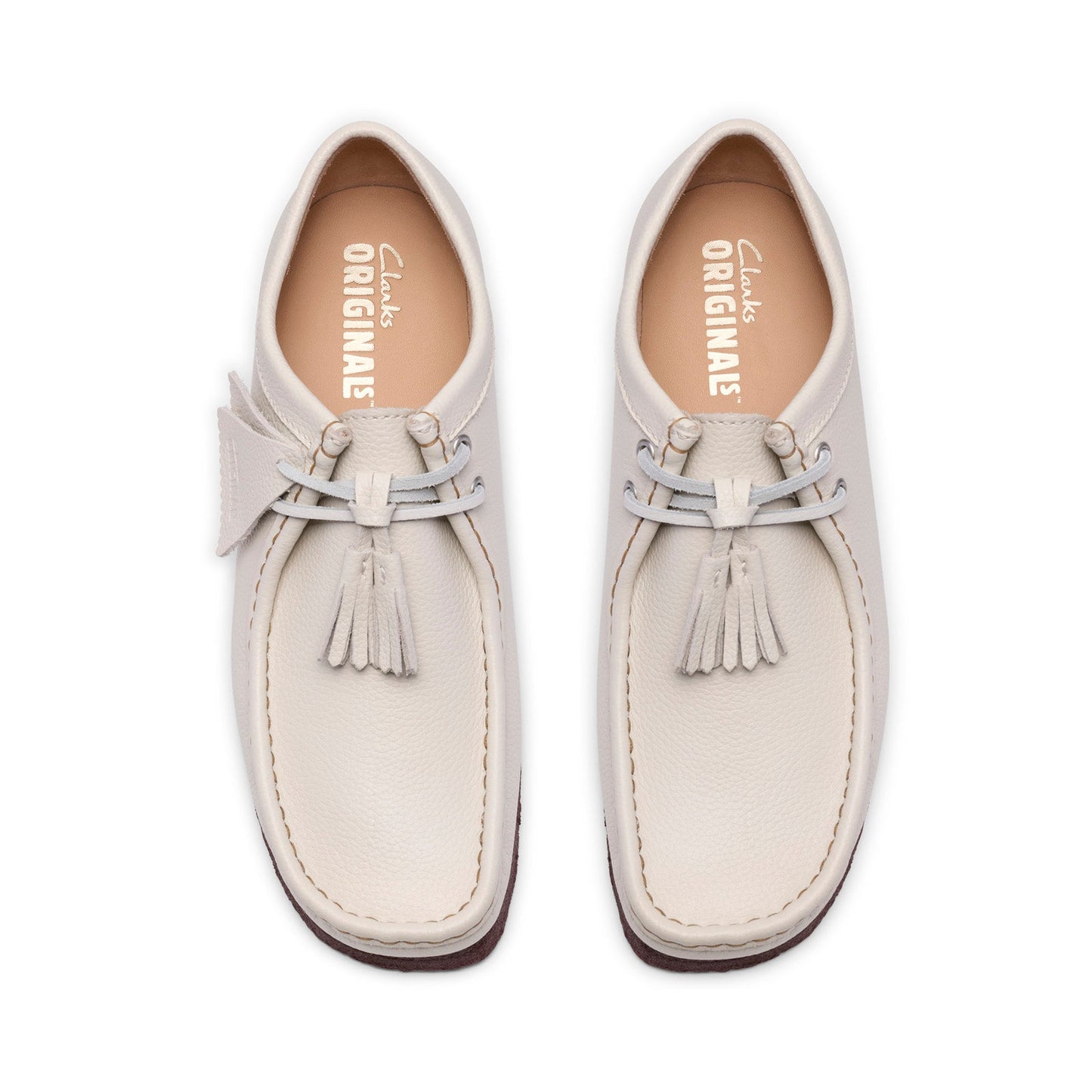 Clarks Wallabee 26185664 Mens White Leather Oxfords & Lace Ups Casual Shoes
