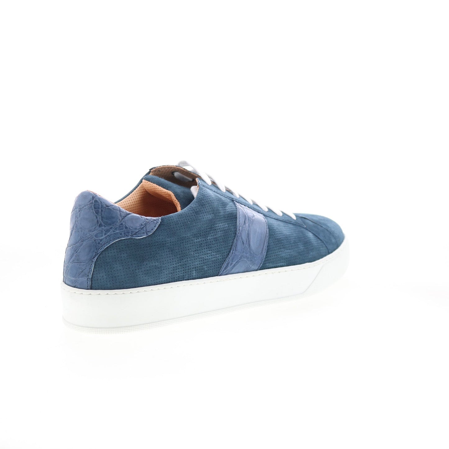 Zelli Italia Olympias Suede Calfskin Crocodile Mens Blue Sneakers Shoes