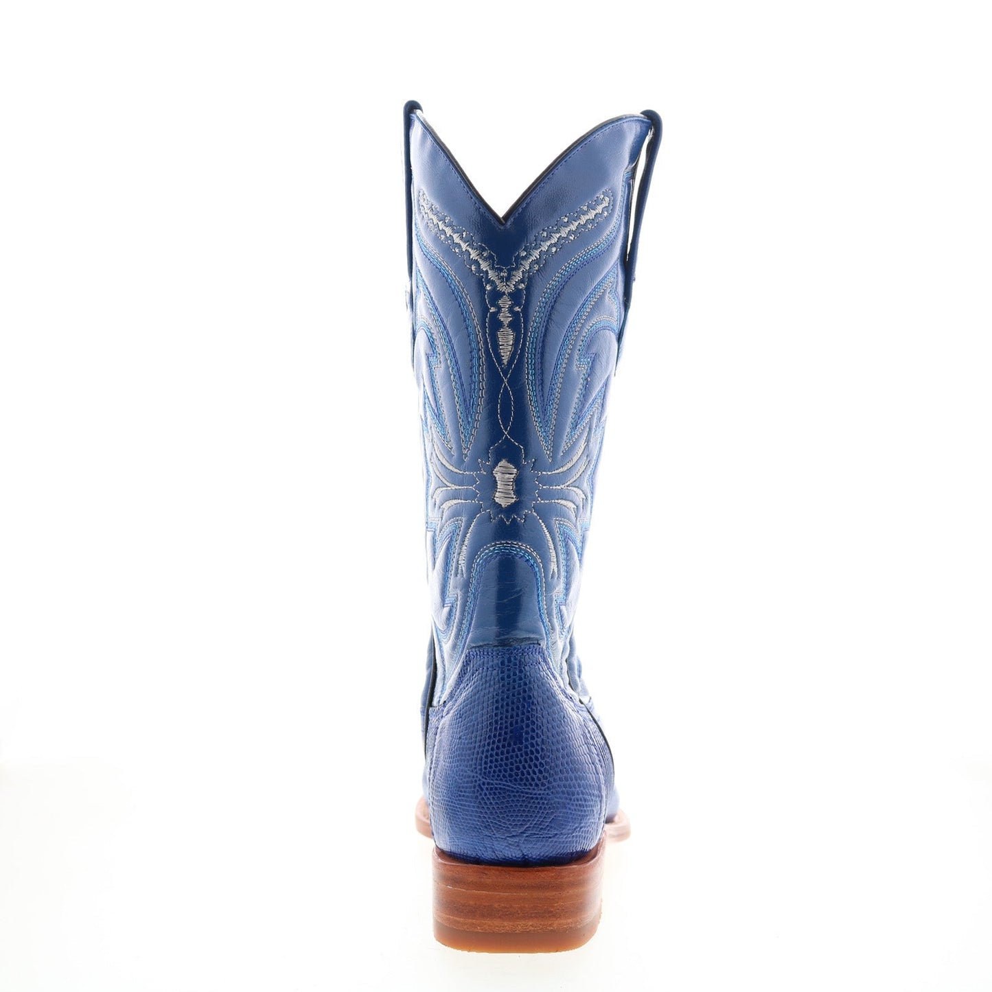 Los Altos Versace Square Toe Teju Lizard Mens Blue Wide Cowboy Western Boots