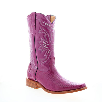 Los Altos Versace Square Toe Teju Lizard Mens Purple Wide Cowboy Western Boots