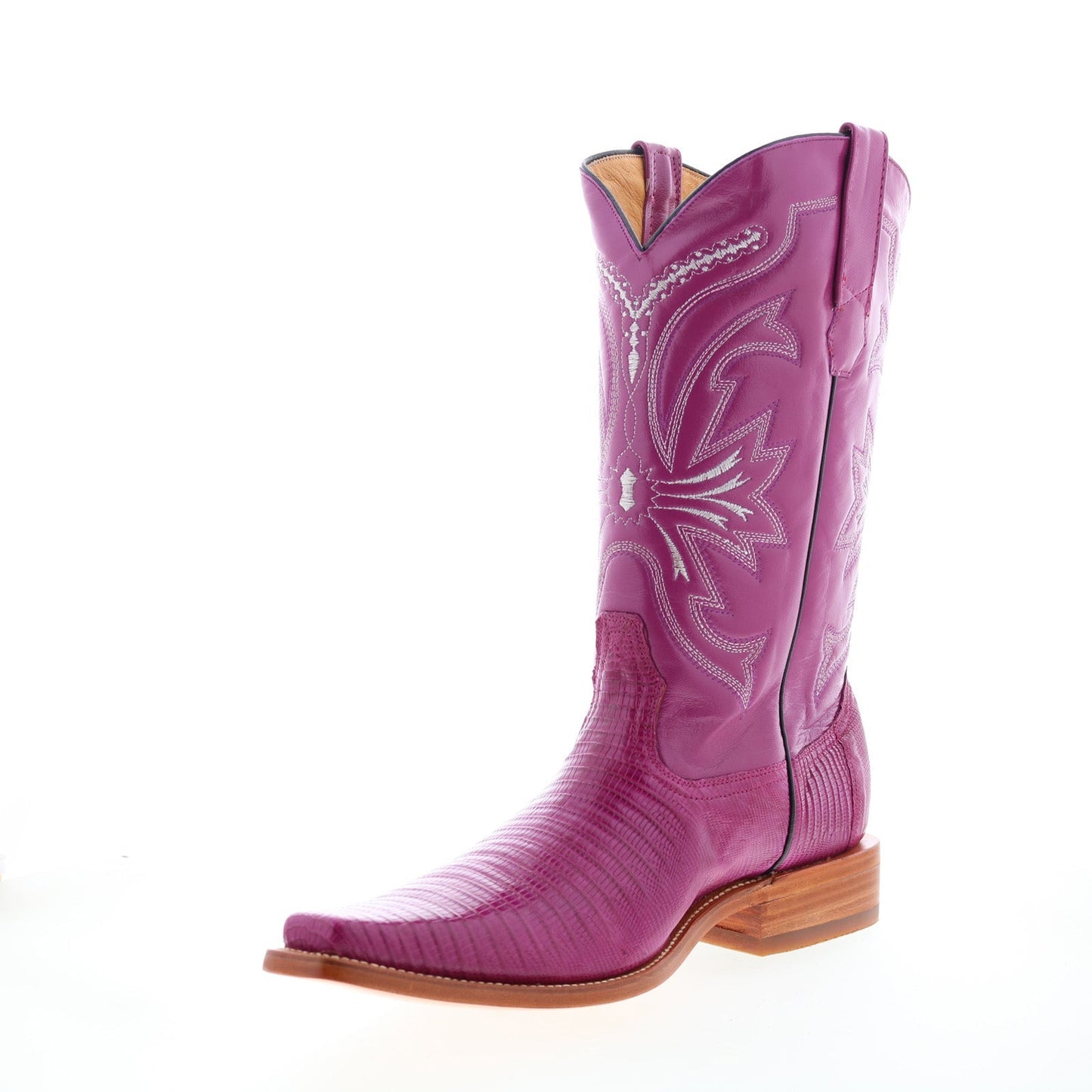 Los Altos Versace Square Toe Teju Lizard Mens Purple Wide Cowboy Western Boots