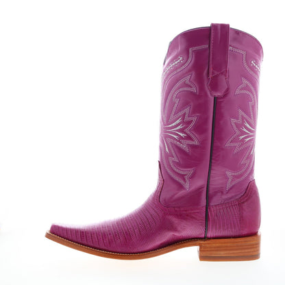 Los Altos Versace Square Toe Teju Lizard Mens Purple Wide Cowboy Western Boots