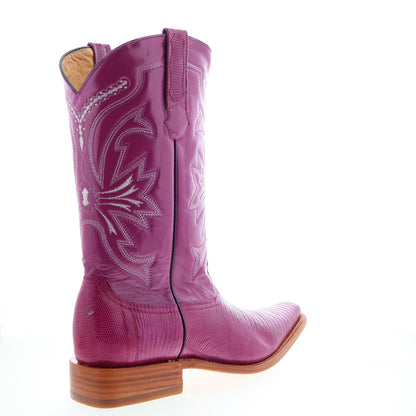 Los Altos Versace Square Toe Teju Lizard Mens Purple Wide Cowboy Western Boots