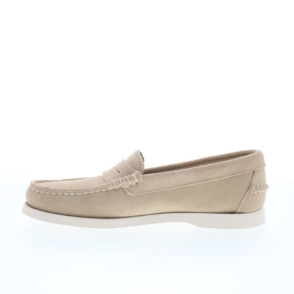 Sebago Dan Boat Flesh Out Mens Beige Suede Loafers & Slip Ons Penny Shoes