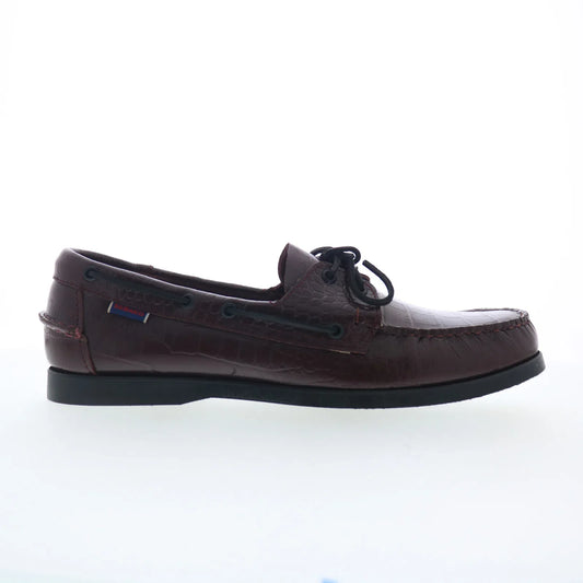 Sebago Portland Exotic Mens Burgundy Leather Loafers & Slip Ons Boat Shoes