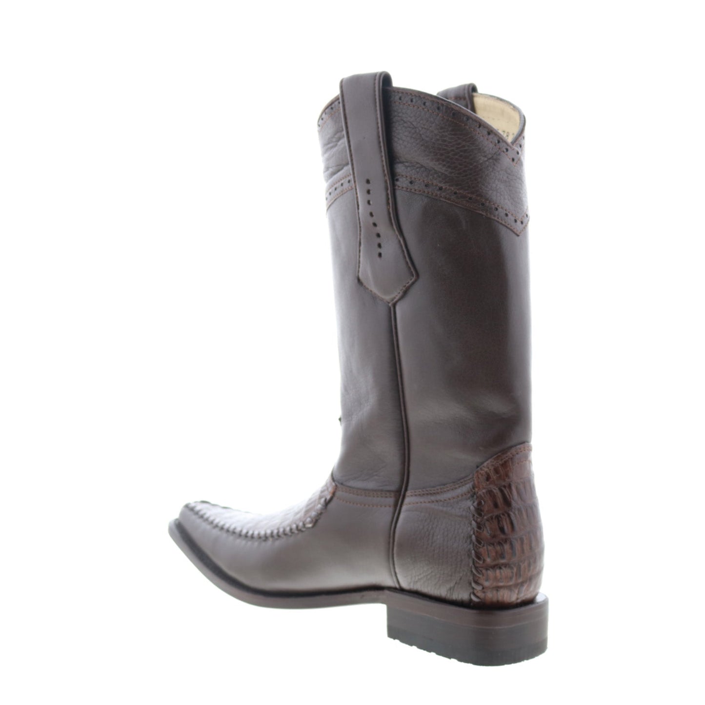 Los Altos European Square Toe Caiman Belly Mens Brown Wide Cowboy Western Boots