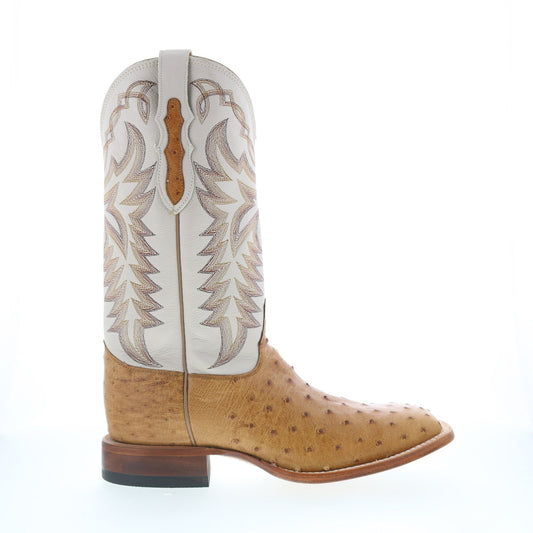 Justin Boots Pascoe Full Quill Ostrich Made In USA Mens Brown Wide Boots