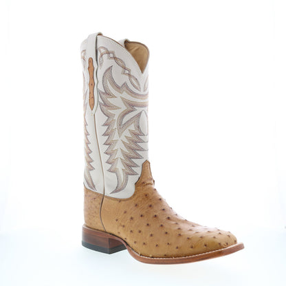 Justin Boots Pascoe Full Quill Ostrich Made In USA Mens Brown Wide Boots