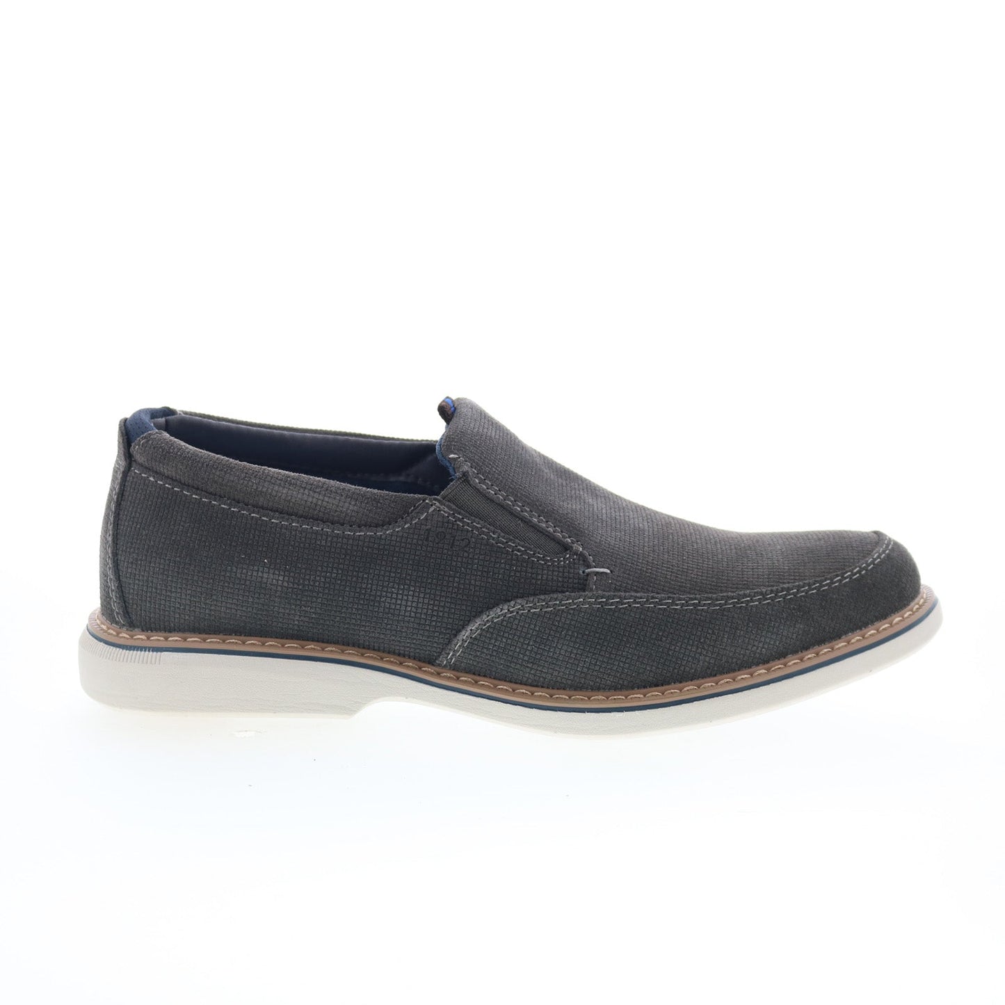 Nunn Bush Otto Moc Toe Slip On Mens Gray Extra Wide Loafers Casual Shoes