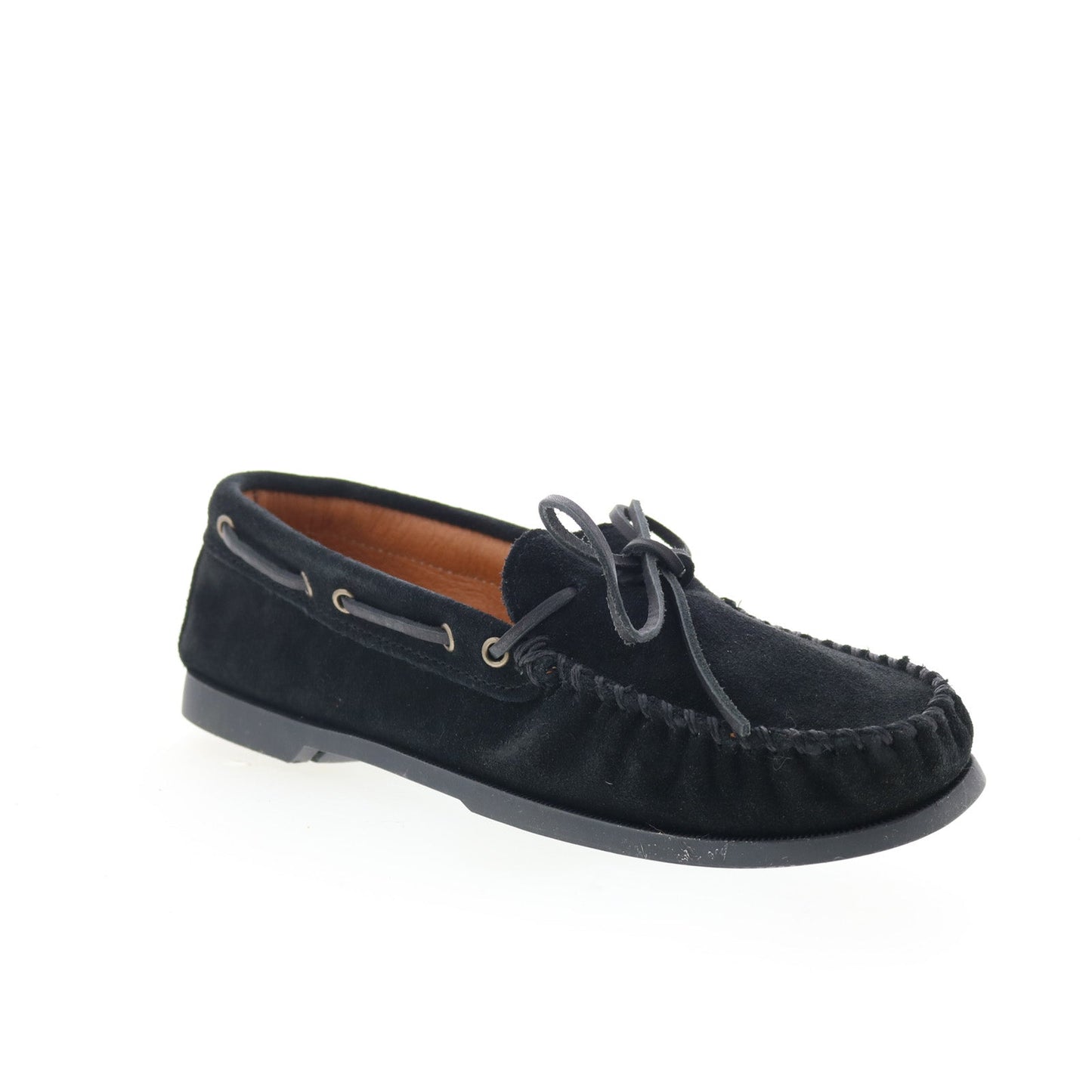 Minnetonka Asher 919C-BLK Mens Black Suede Loafers & Slip Ons Moccasin Shoes