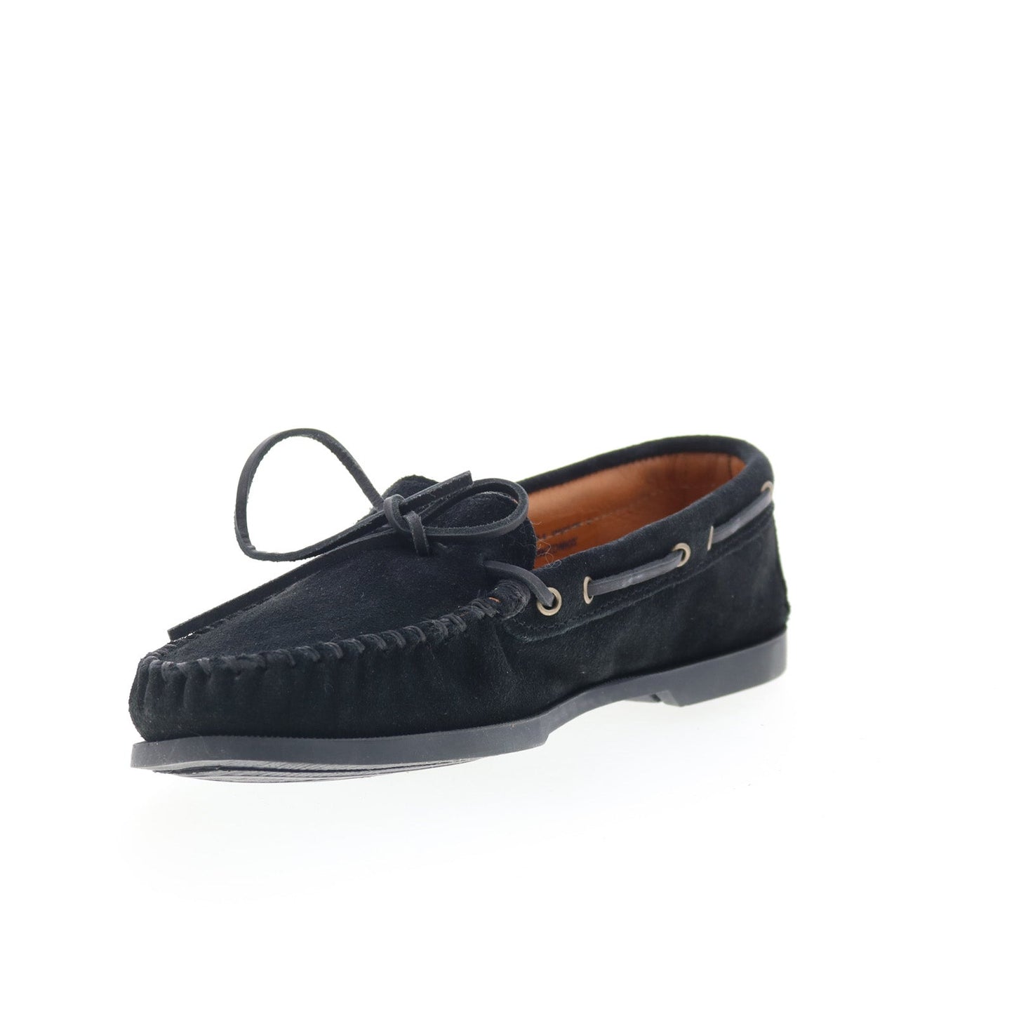 Minnetonka Asher 919C-BLK Mens Black Suede Loafers & Slip Ons Moccasin Shoes