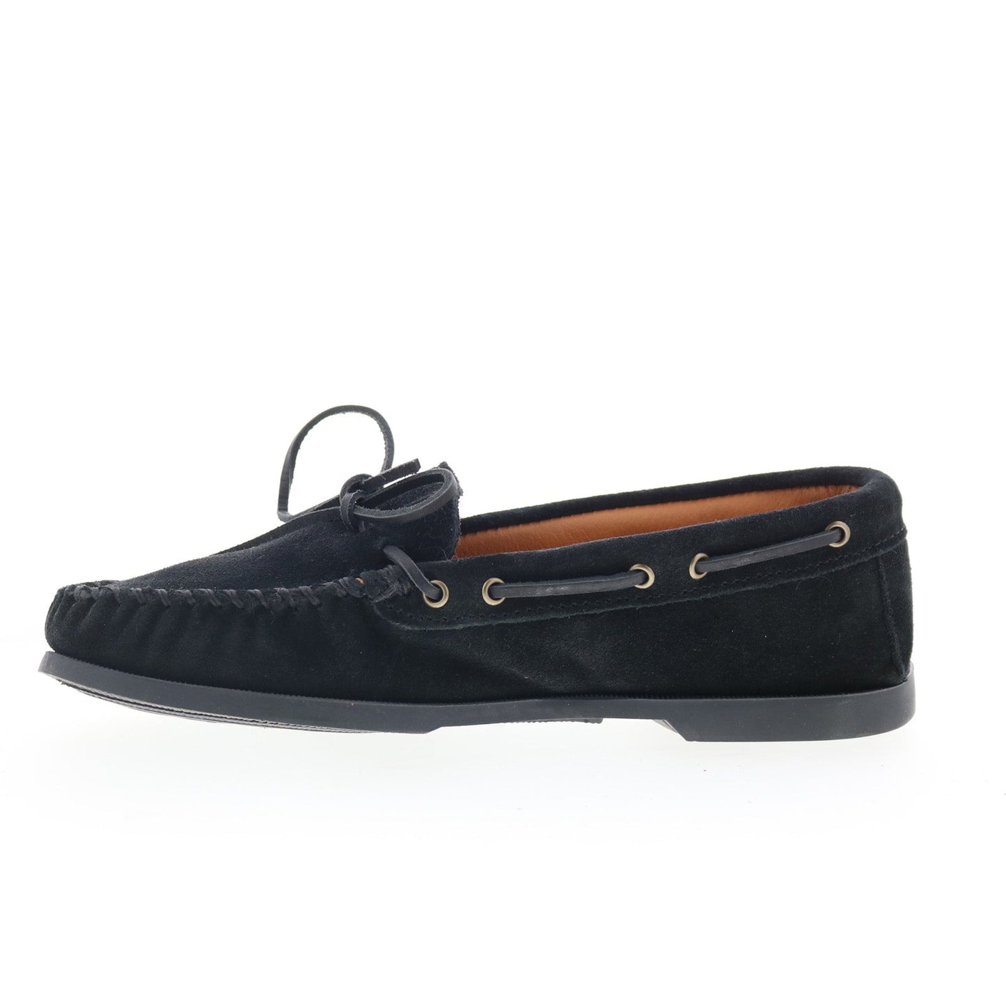 Minnetonka Asher 919C-BLK Mens Black Suede Loafers & Slip Ons Moccasin Shoes