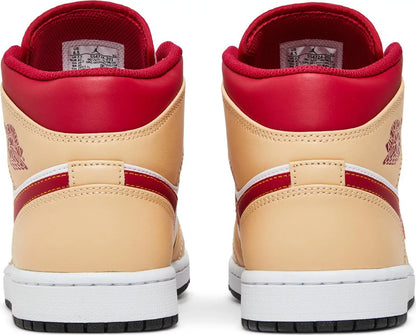 Nike Mens Air Jordan 1 Mid Sneakers - 'Light Curry Cardinal Red'