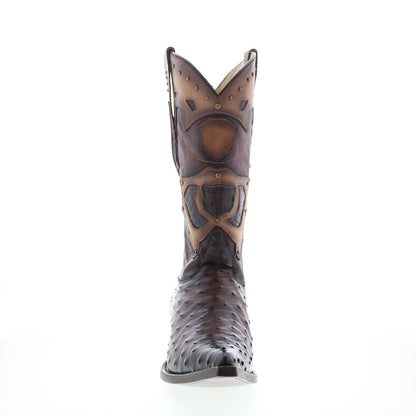 Los Altos 3X Toe Ostrich 95VF0316 Mens Brown Wide Cowboy Western Boots