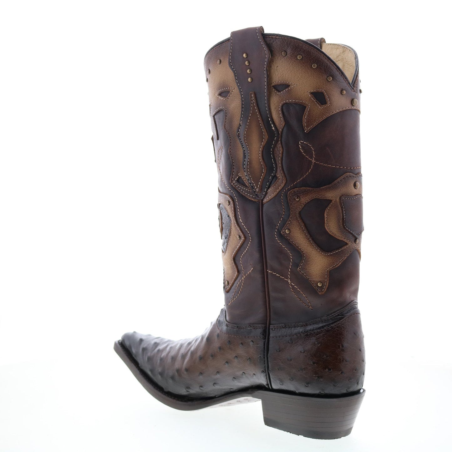Los Altos 3X Toe Ostrich 95VF0316 Mens Brown Wide Cowboy Western Boots