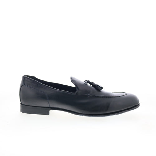 Di Bianco Bari Mens Blue Leather Slip On Loafers & Slip Ons Casual Shoes