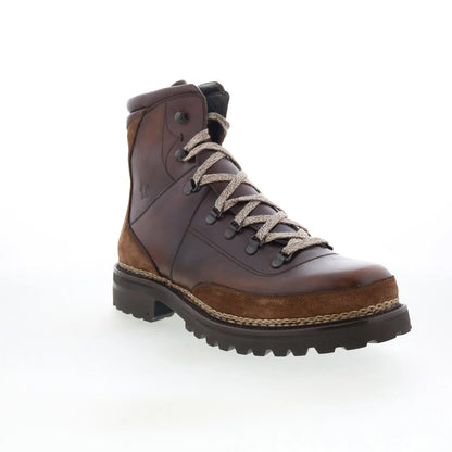 Di Bianco Bolzano Mens Brown Leather Lace Up Casual Dress Boots