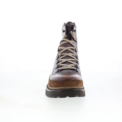 Di Bianco Bolzano Mens Brown Leather Lace Up Casual Dress Boots