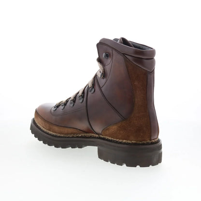 Di Bianco Bolzano Mens Brown Leather Lace Up Casual Dress Boots