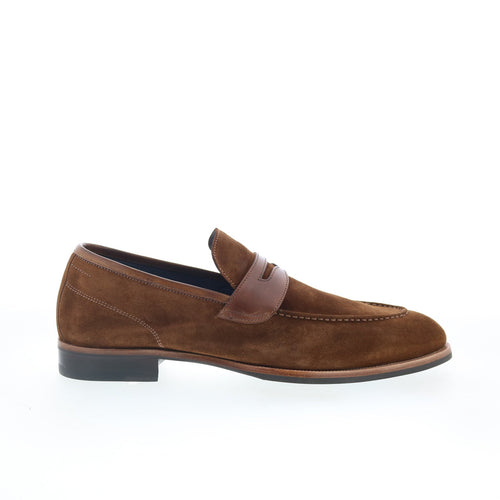 Di Bianco Brera Mens Brown Suede Slip On Loafers & Slip Ons Penny Shoes