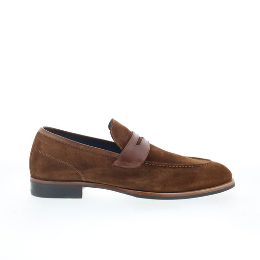 Di Bianco Brera Mens Brown Suede Slip On Loafers & Slip Ons Penny Shoes