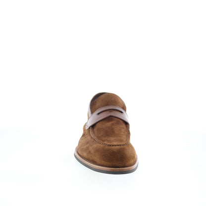 Di Bianco Brera Mens Brown Suede Slip On Loafers & Slip Ons Penny Shoes