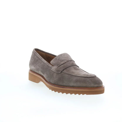 Di Bianco Brera Mens Brown Suede Slip On Loafers & Slip Ons Penny Shoes