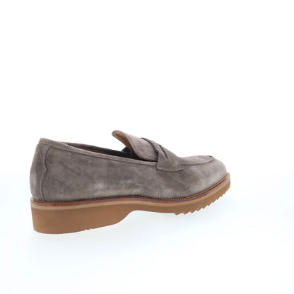 Di Bianco Brera Mens Brown Suede Slip On Loafers & Slip Ons Penny Shoes