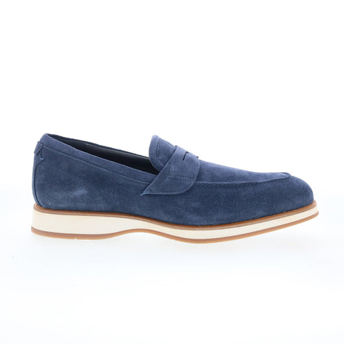 Di Bianco Brera Mens Blue Leather Slip On Loafers & Slip Ons Penny Shoes