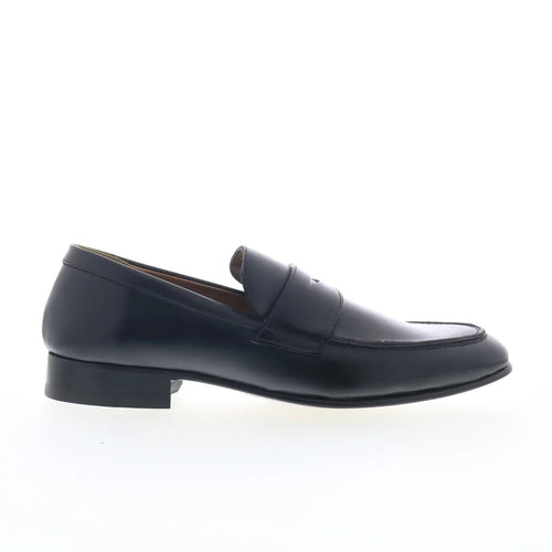 Di Bianco Nobleman BRUNO Mens Black Leather Loafers & Slip Ons Penny Shoes