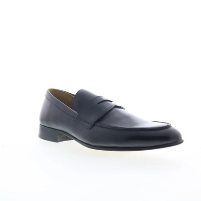 Di Bianco Nobleman BRUNO Mens Black Leather Loafers & Slip Ons Penny Shoes
