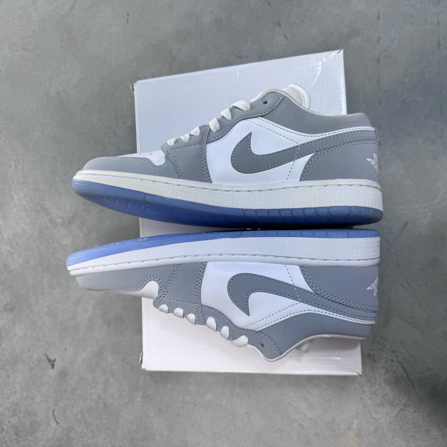 DISPLAY - Nike Womens Air Jordan 1 Low Sneakers - 'White Wolf Grey'