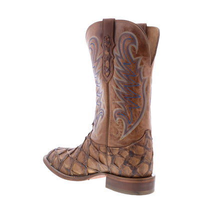 Tony Lama Everett Pirarucu Made In USA Mens Brown Wide Cowboy Western Boots
