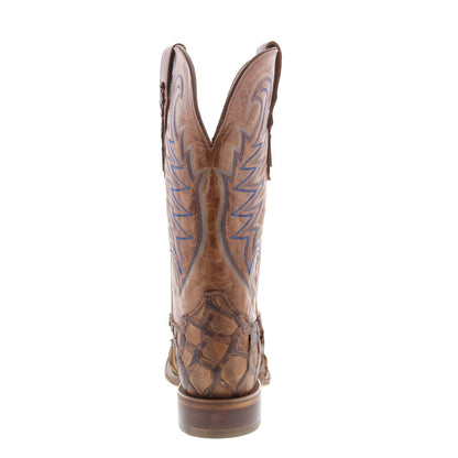 Tony Lama Everett Pirarucu Made In USA Mens Brown Wide Cowboy Western Boots