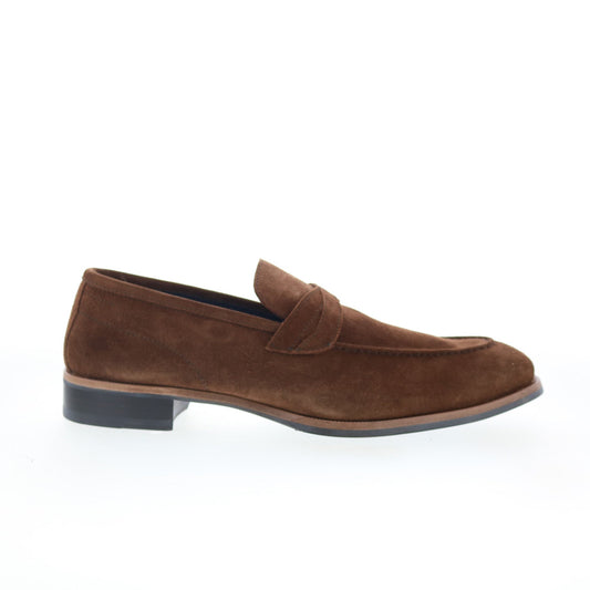 Di Bianco Firenze Mens Brown Suede Slip On Loafers & Slip Ons Penny Shoes